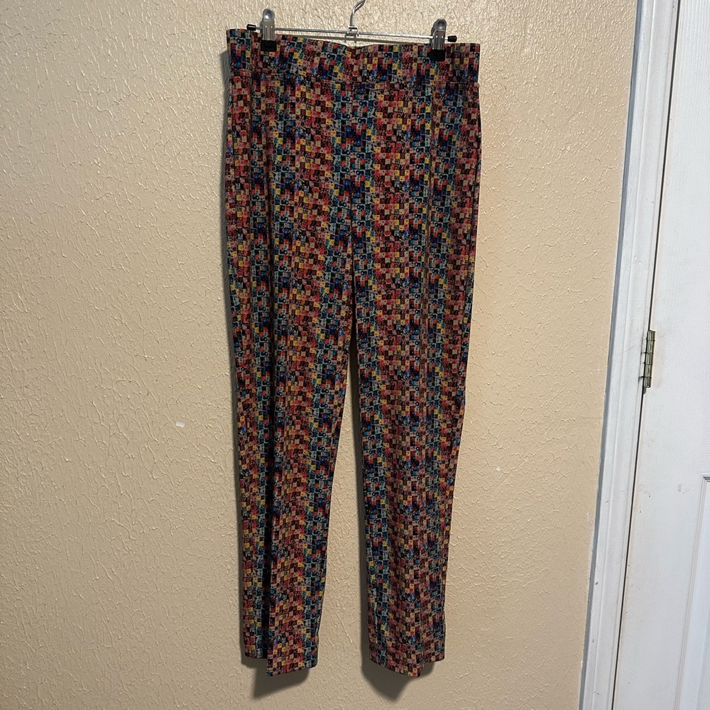 Joseph Ribkoff Pants Size 10‎ Art to Wear Abstract Ankle Pull On Stretchy